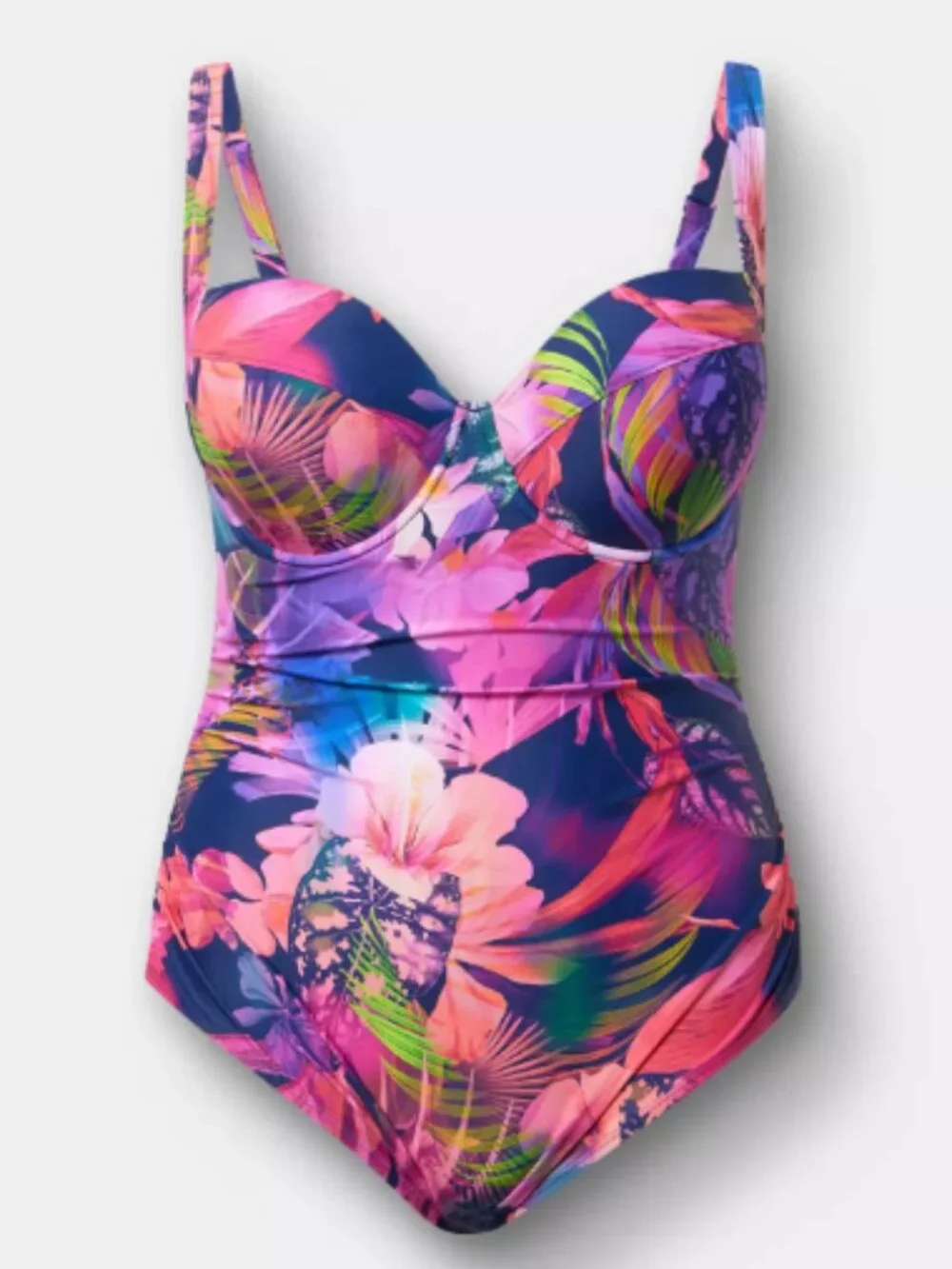 BRAND NEW NWT Pink Multicolor Tropical Floral Print Swimsuit 4X (26 - D/DD)